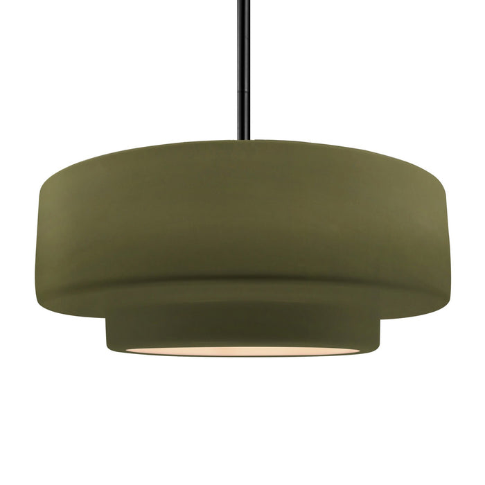 Justice Designs - CER-6545-MGRN-MBLK-RIGID - One Light Pendant - Radiance - Matte Green