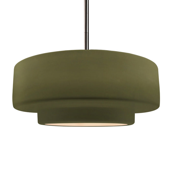 Justice Designs - CER-6545-MGRN-NCKL-RIGID - One Light Pendant - Radiance - Matte Green