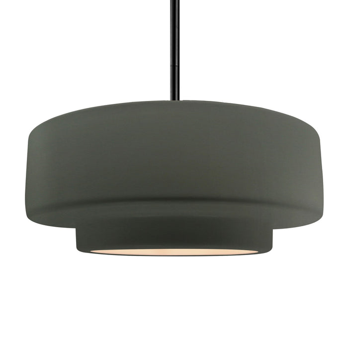 Justice Designs - CER-6545-PWGN-MBLK-RIGID - One Light Pendant - Radiance - Pewter Green