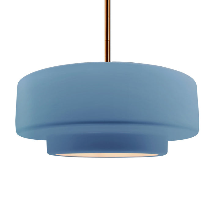 Justice Designs - CER-6545-SKBL-BRSS-RIGID - One Light Pendant - Radiance - Sky Blue