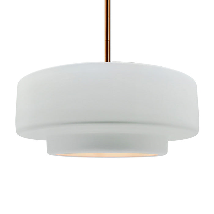 Justice Designs - CER-6545-WHT-BRSS-RIGID - One Light Pendant - Radiance - Gloss White