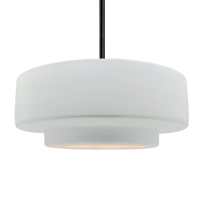 Justice Designs - CER-6545-WHT-MBLK-RIGID - One Light Pendant - Radiance - Gloss White