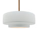 Justice Designs - CER-6545-WTWT-BRSS-RIGID - One Light Pendant - Radiance - Gloss White (outside and inside of fixture)