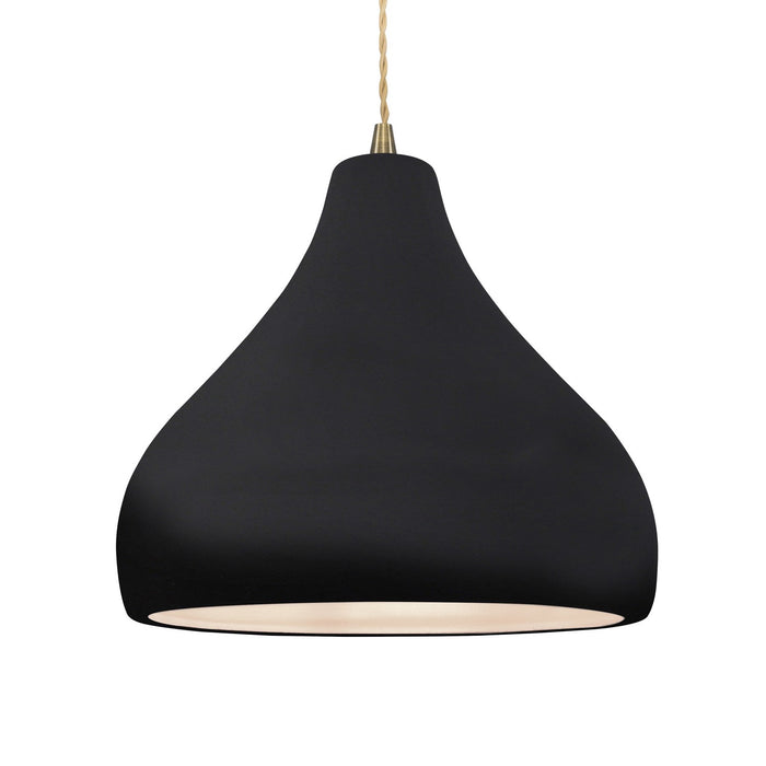 Justice Designs - CER-6565-BKMT-ABRS-BEIG-TWST - One Light Pendant - Radiance - Gloss Black w/ Matte White