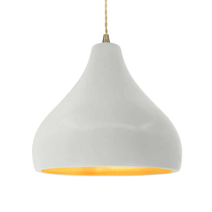 Justice Designs - CER-6565-MTGD-ABRS-BEIG-TWST - One Light Pendant - Radiance - Matte White w/ Champagne Gold