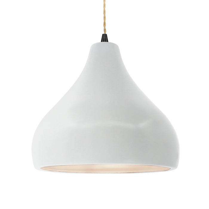 Justice Designs - CER-6565-WHT-MBLK-BEIG-TWST - One Light Pendant - Radiance - Gloss White