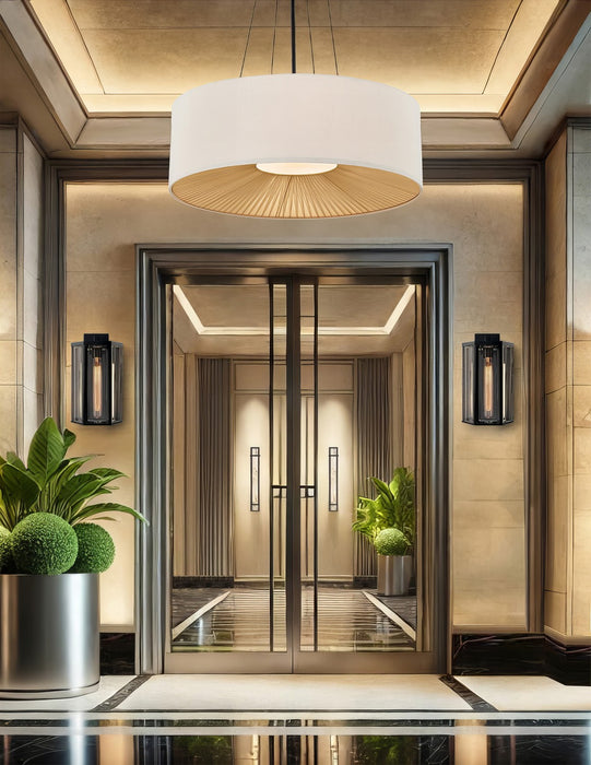 Justice Designs - FAB-9574-CREM-MBLK - Eight Light Pendant - Textile - Matte Black