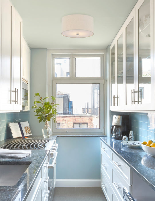 Justice Designs - FAB-9730-CREM-NCKL - Two Light Flush-Mount - Textile - Brushed Nickel