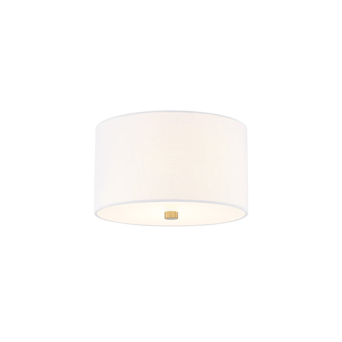 Justice Designs - FAB-9730-WHTE-BRSS - Two Light Flush-Mount - Textile - Brushed Brass