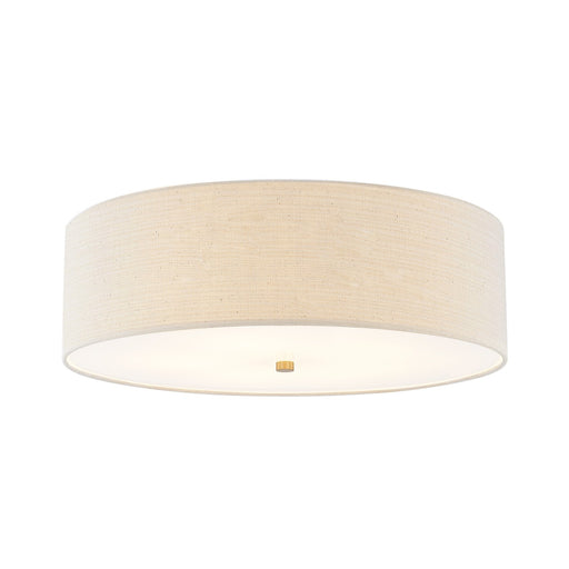 Justice Designs - FAB-9732-CREM-BRSS - Five Light Flush-Mount - Textile - Brushed Brass