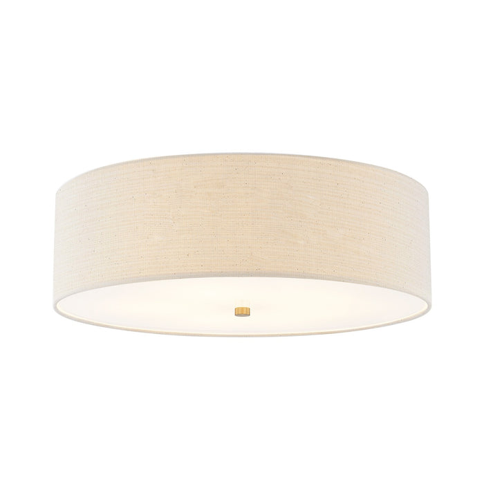 Justice Designs - FAB-9732-CREM-BRSS - Five Light Flush-Mount - Textile - Brushed Brass