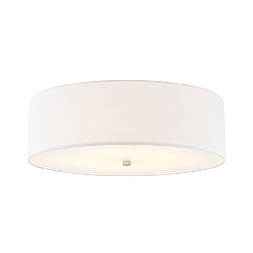 Justice Designs - FAB-9732-WHTE-NCKL - Five Light Flush-Mount - Textile - Brushed Nickel