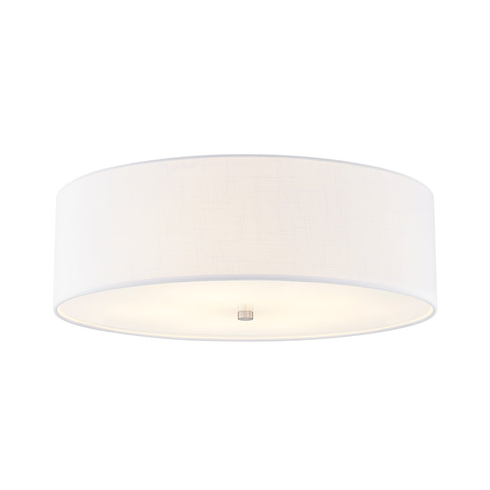 Justice Designs - FAB-9732-WHTE-NCKL - Five Light Flush-Mount - Textile - Brushed Nickel