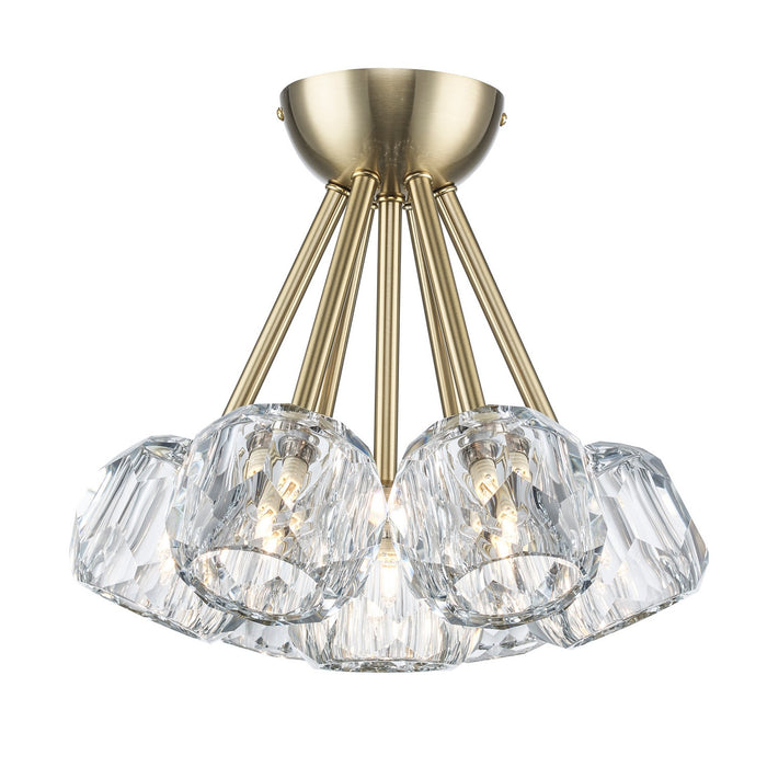 Trans Globe Imports - 11737 AG - Seven Light Semi Flush Mount - Crystal Court - Antique Gold