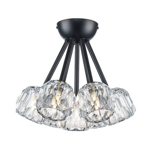 Trans Globe Imports - 11737 BK - Seven Light Semi Flush Mount - Crystal Court - Black