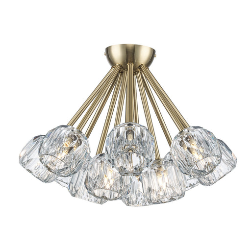 Trans Globe Imports - 11738 AG - 12 Light Semi Flush Mount - Crystal Court - Antique Gold