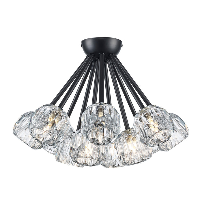 Trans Globe Imports - 11738 BK - 12 Light Semi Flush Mount - Crystal Court - Black