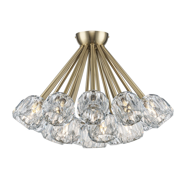 Trans Globe Imports - 11739 AG - 19 Light Semi Flush Mount - Crystal Court - Antique Gold