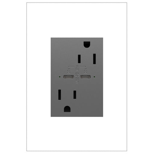 Legrand - ARTRUSB15PD30M4 - Ultra-Fast Plus Power Delivery USB Type-C/C Outlet - Adorne - Magnesium