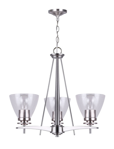 Canarm Three Light Chandelier Brushed Nickel