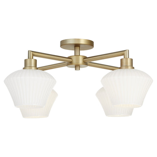Cassini Four Light Flush Mount Aged Brass