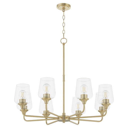 Raymond Eight Light Chandelier Aged Brass