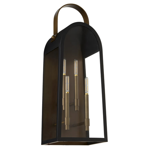 Rossi Four Light Lantern Matte Black w/ Aged Copper