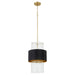 Quorum - 8013-5980 - One Light Pendant - Matte Black/Aged Brass
