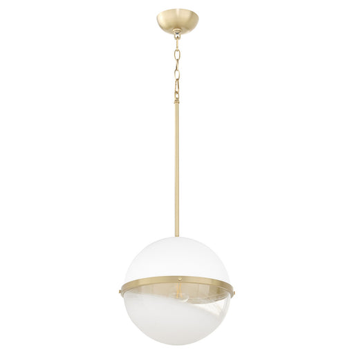One Light Pendant Studio White w/ Aged Brass