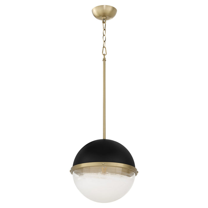 Quorum - 82-12-6980 - One Light Pendant - Textured Black w/ Aged Brass