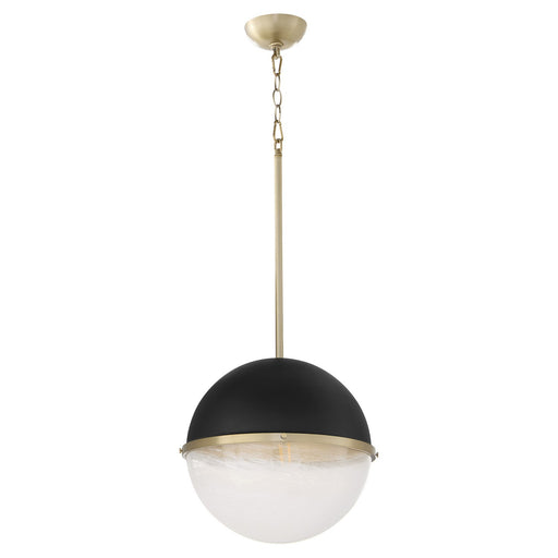 One Light Pendant Textured Black w/ Aged Brass