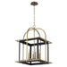 Quorum - 8216-4-5980 - Four Light Pendant - Moritz - Matte Black w/Aged Brass