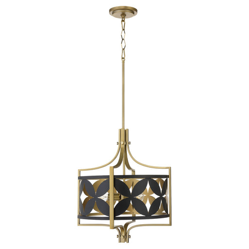 Quorum - 883-3-5980 - Three Light Pendant - Mariposa - Matte Black w/Aged Brass