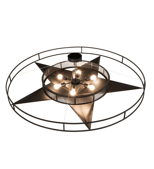 Meyda Tiffany - 249900 - Six Light Semi-Flushmount - Texas Star - Solar Black