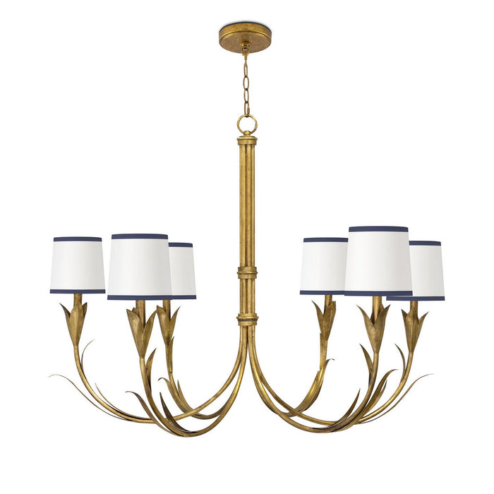 Regina Andrew - 16-1416GLD-NAV - Six Light Chandelier - River Reed - Antique Gold Leaf