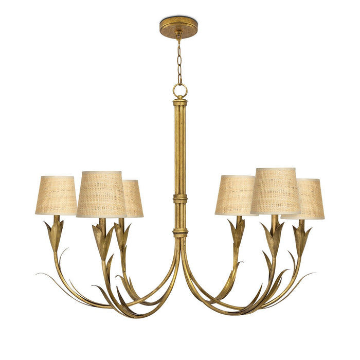 Regina Andrew - 16-1416GLD-RAT - Six Light Chandelier - River Reed - Antique Gold Leaf