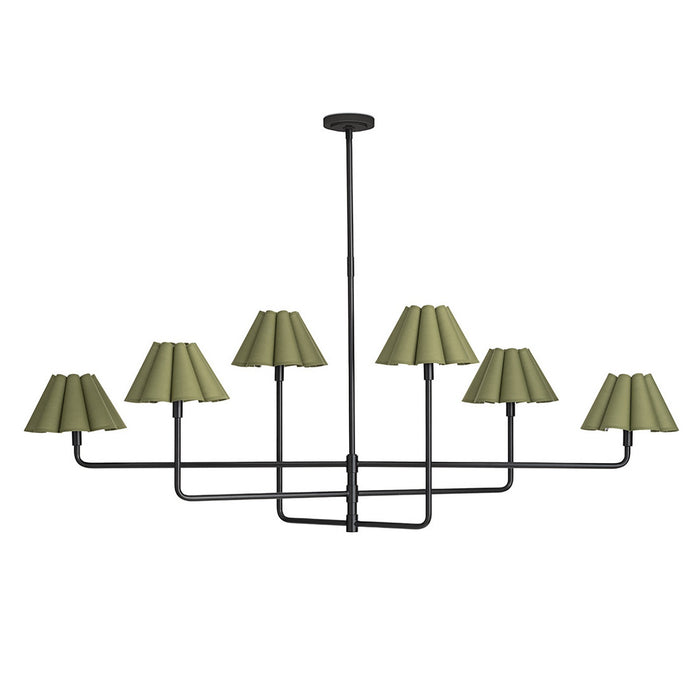 Regina Andrew - 16-1454BB-GRN - Six Light Chandelier - Polly - Blackened Brass