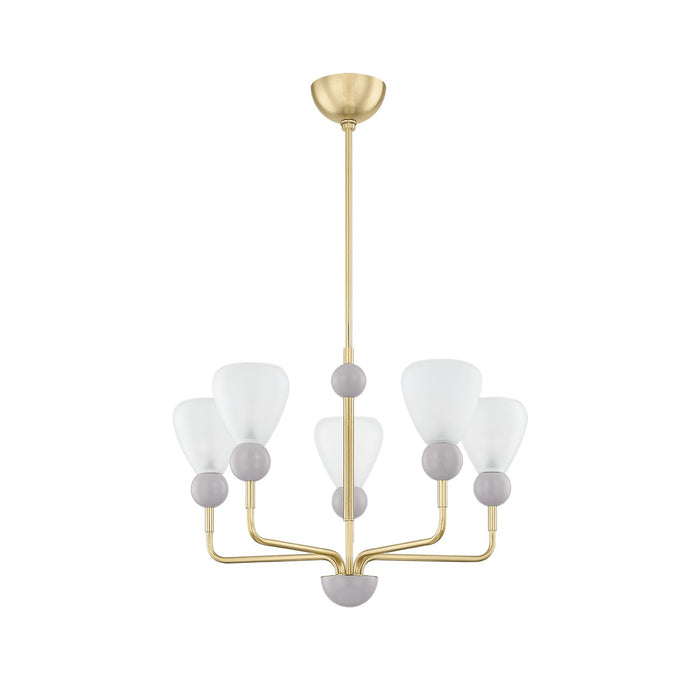 Mitzi - H904805-AGB/SPG - Five Light Chandelier - Doreen - Aged Brass/Soft Peignoir