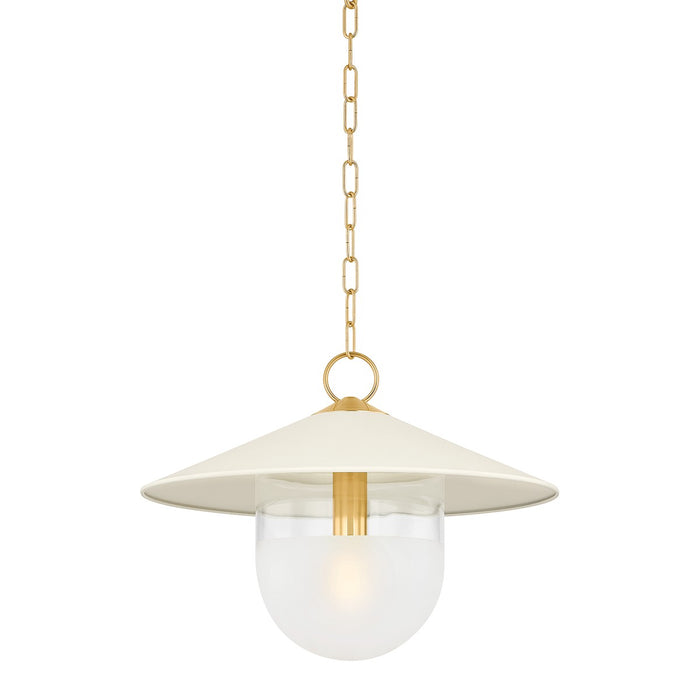 Mitzi - H926701S-AGB/SCR - One Light Pendant - Ressi - Aged Brass/Soft Cream