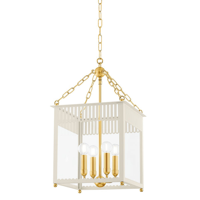 Mitzi - H932704S-AGB/SCR - Four Light Lantern - Rosalie - Aged Brass/Soft Cream