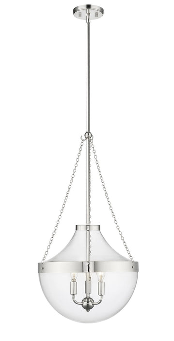 Millennium - 20103-PN - Three Light Pendant - Clarra - Polished Nickel