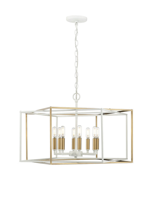 Millennium - 22608-MW/VB - Eight Light Pendant - Lowe - Matte White/Vintage Brass