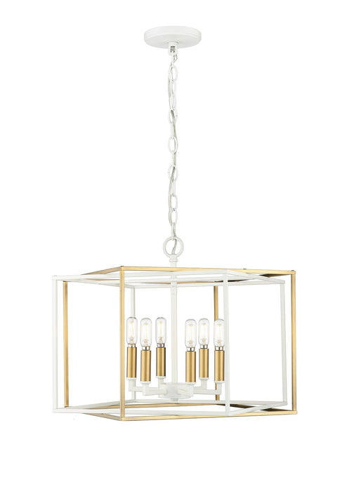 Millennium - 22609-MW/VB - Six Light Pendant - Lowe - Matte White/Vintage Brass