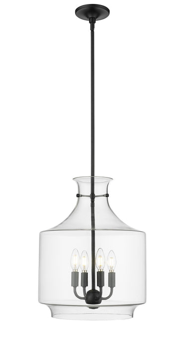 Millennium - 22804-MB - Four Light Pendant - Mahannah - Matte Black