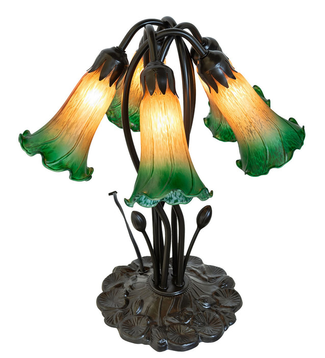 Meyda Tiffany - 262215 - Five Light Table Lamp - Amber/Green - Mahogany Bronze