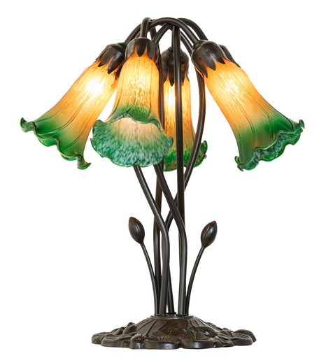 Amber/Green Five Light Table Lamp