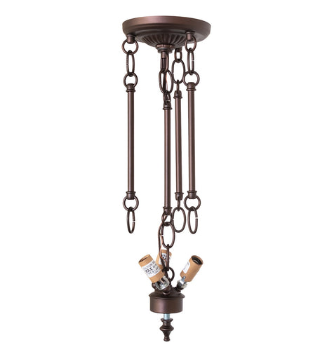 Mahogany Bronze Three Light Semi-Flushmount Hardware