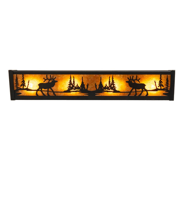 Meyda Tiffany - 270092 - Four Light Vanity - Elk At Lake - Textured Black