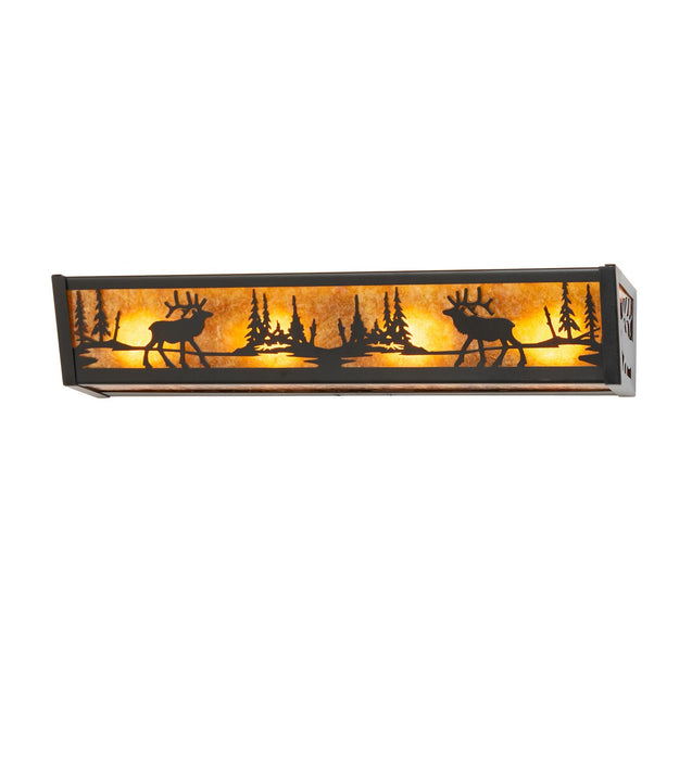 Meyda Tiffany - 270092 - Four Light Vanity - Elk At Lake - Textured Black