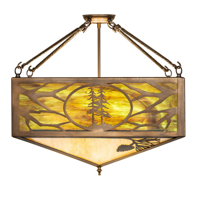 Meyda Tiffany - 273762 - Four Light Semi-Flushmount - Balsam Pine - Antique Copper